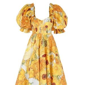 Selkie Sunflowers Tea Rose Dress - Van Gogh - 3X